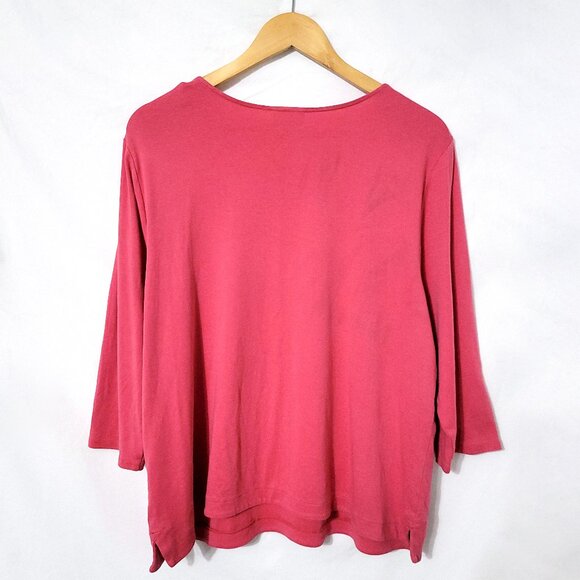 J Jill Womens Long Sleeve Button Accent Top Size XL Pink Modal Capsule Office - Picture 2 of 11